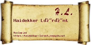 Haidekker Lóránt névjegykártya